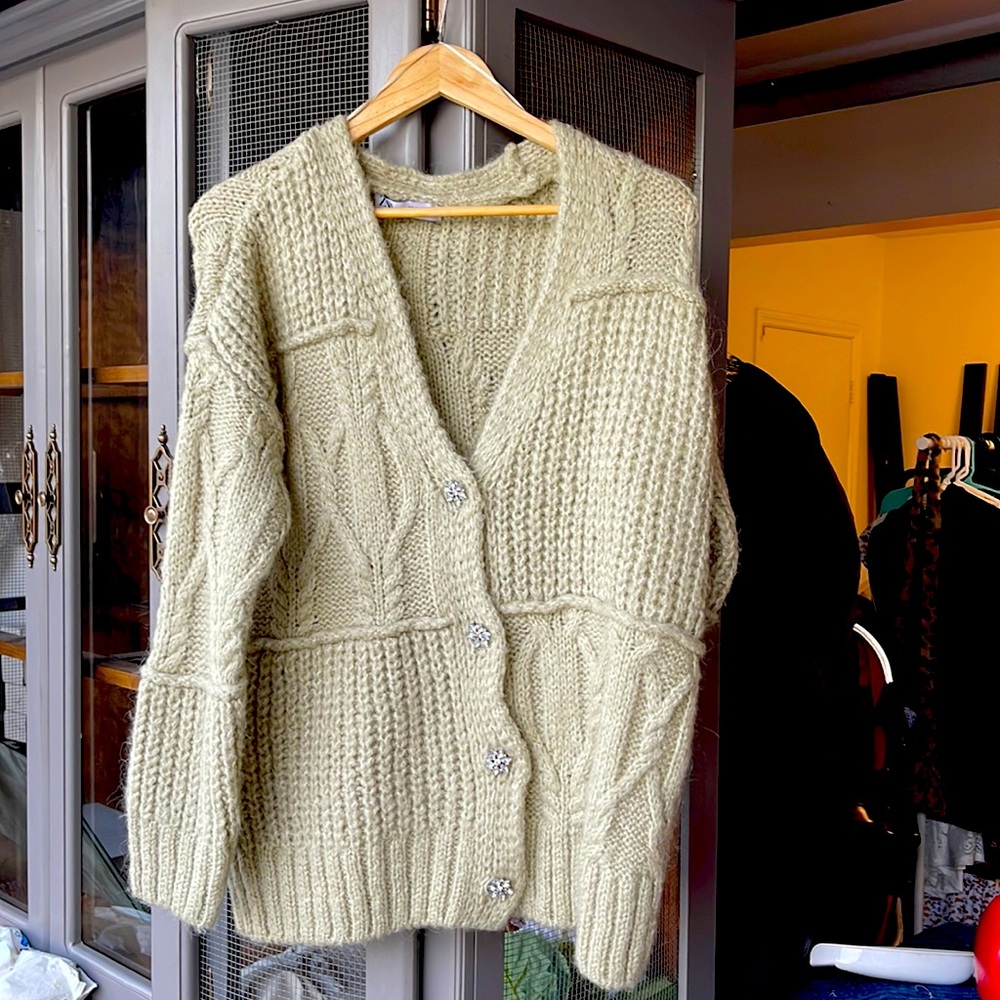 Zara Knit Cardigan Embellished Buttons